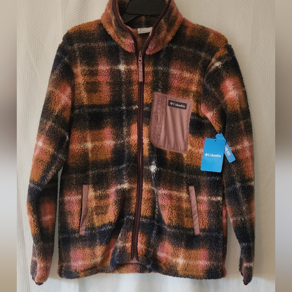 New With Tags Columbia Women's West Bend Full Zip Plaid Fleece Jacket  Sz Large